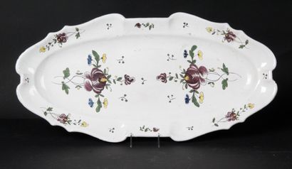 null SAMADET.large oval fish dish with polychrome decoration of flowers and foliage....