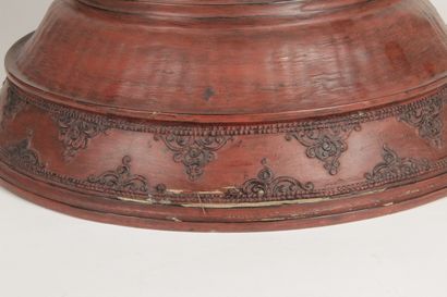 null BURMA, 20th CENTURY Large red lacquer offering box, in five parts, the bowl...