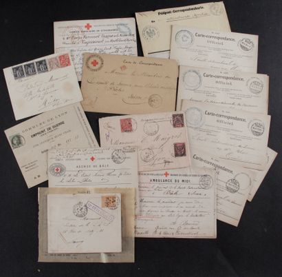  O/*/** Good lot of France, letters period 1870/71 Red Cross + semi-modern + variety...
