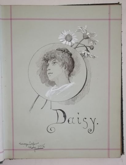  Album à dessins anglais contenant 20 oeuvres signées d'artistes différents 1884 ...