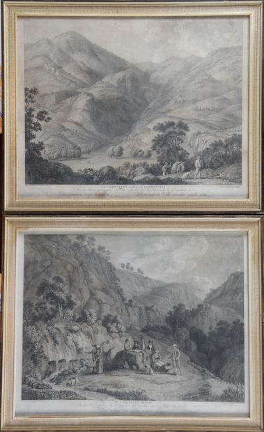 null 4 framed engravings, representing the surroundings of the house of the poet...