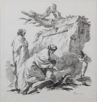 null Jean-Baptiste Marie Pierre (1714 – 1789), Le repos de la Sainte Famille, pendant...