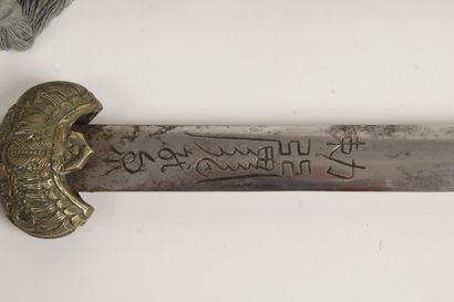 null China, early 20th century Votive sword, the straight blade incised on both sides...