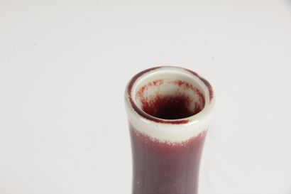  Chine, XXe siècle Vase bouteille en porcelaine émaillée sang-de-bœuf sur un fond...