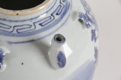 null CHINA, C. 1900 Small blue-white porcelain water jar decorated with a phoenix...