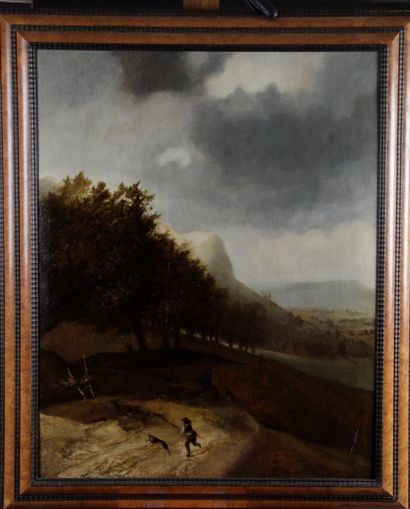 null Flemish school of the XVIIth century hunting scene. Oil on panel. Dimension...