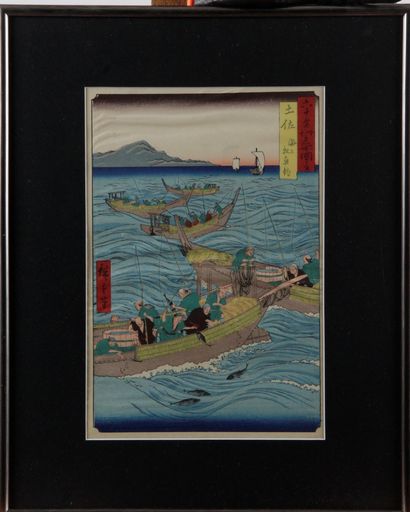  Utagawa Hiroshige (1797 - 1858) - Province de Tosa : pêche de la bonite – Estampe...