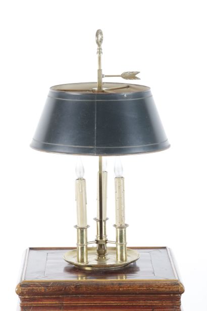 A three-light gilt brass BOUILLOTTE LAMP...
