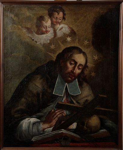 null Czech school , XVIIth century , Saint John Nepomuk , Oil on canvas, 87 x 70...