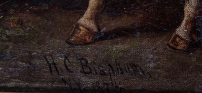 null Henry Collins Bispham ( 1841 – 1882 ), Chevaux alezans au repos dans une écurie,...