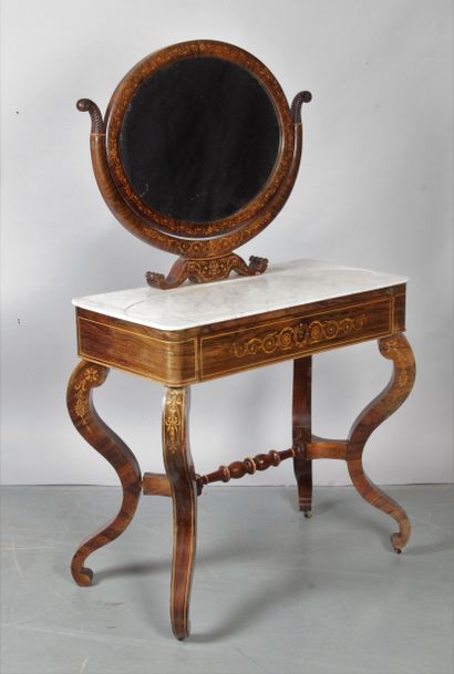 COIFFEUSE, in rosewood veneer inlaid on a...