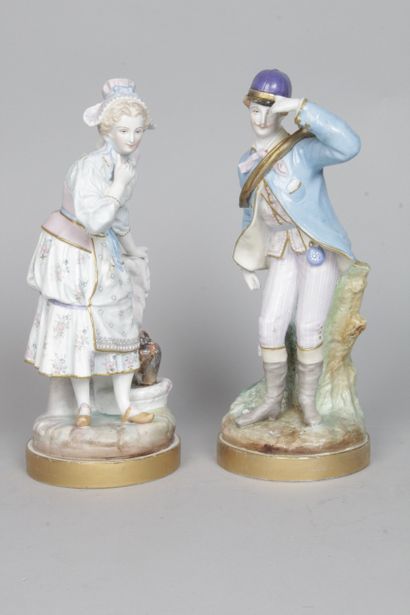 TWO POLYCHROME BISCUIT PORCELAIN SUBJECTS,...