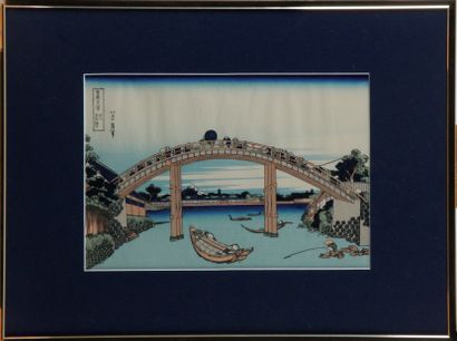  Hokusai Katsushika (1760-1849) d'après -  Sous le pont Mannen à Fukagawa , Japon...