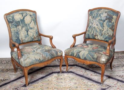 Pair of Regency period armchairs with flat...