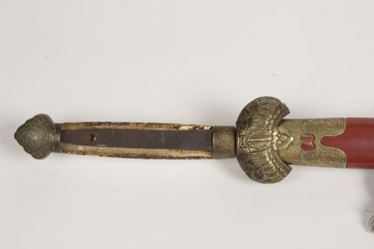 null China, early 20th century Votive sword, the straight blade incised on both sides...