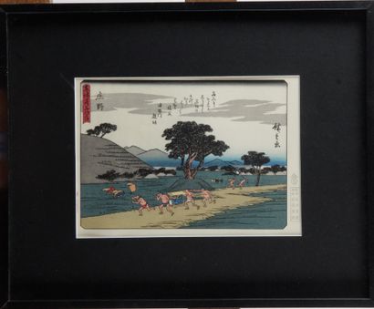  Hiroshige Utagawa (1797-1858) d'après- La 46ème station : Shono , Japon - Estampe...