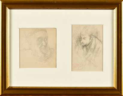 null HENRI-EDMOND CROSS (1856-1910) Portraits d’hommes Deux dessins à la mine de...