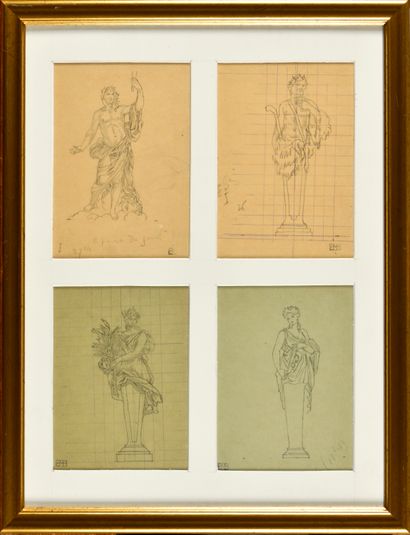null BERNARD BOUTET DE MONVEL (1881-1949) Quatre études de statuaires du Parc de...