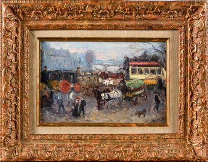 null ÉMILE OTHON FRIESZ (1879-1949) L’Omnibus, Paris le Pont-Neuf Huile sur toile...