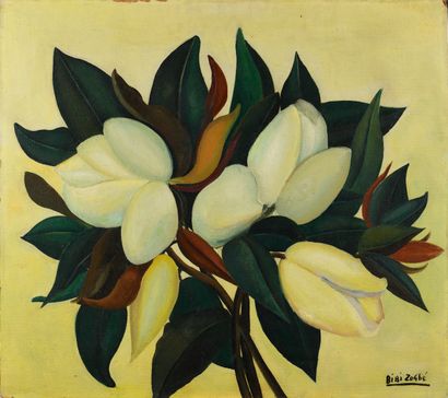 BIBI ZOGBE (1890-1973) Magnolias Huile sur...