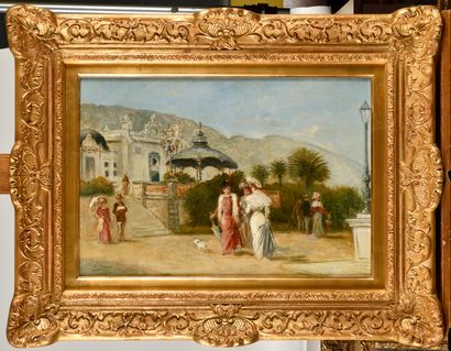 null CHARLES FRANCOIS PÉCRUS (1826-1907) Monte-Carlo Huile sur toile Signé et situé...