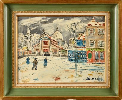 null ELISEE MACLET (1881-1962) Montmartre sous la neige Huile sur toile Signé en...