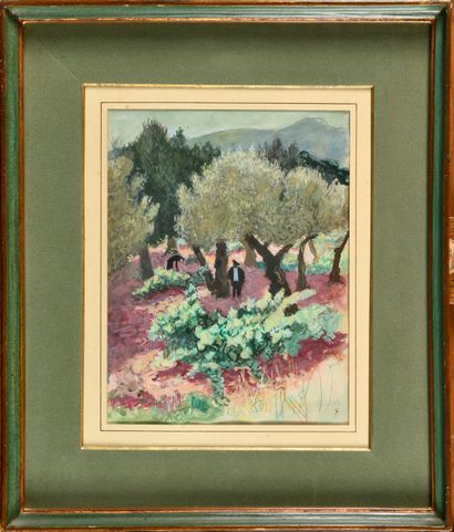 null FRANCIS SMITH (1881-1961) Cueilleurs d’olives aux environs du Val Gouache et...