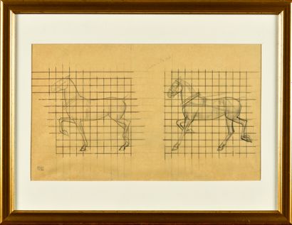 null BERNARD BOUTET DE MONVEL (1881-1949) Etude pour Harper’s Bazaar, chevaux Mine...