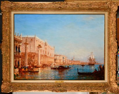 null FELIX ZIEM (1821-1911) Venise, le Palais de Doges Huile sur toile Signé en bas...