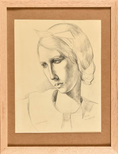 null ANDRE MARCHAND (1907-1997) Portrait, 1935 Dessin à la mine de plomb Signé en...