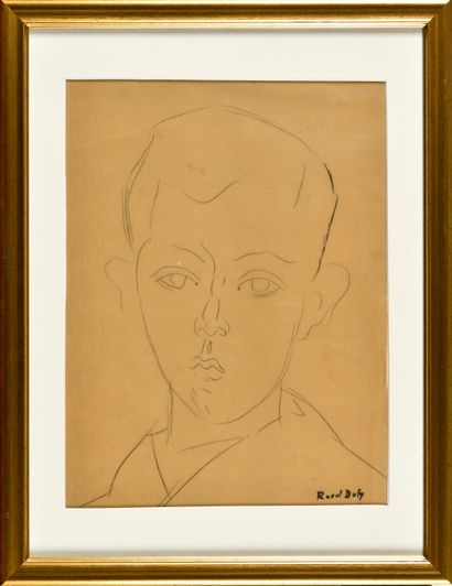 null RAOUL DUFY (1877-1953) Portrait de jeune homme Mine de plomb sur papier calque...