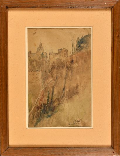 null ALBERT LEBOURG (1849-1928) Les hauteurs de Canteleu, Normandie Lavis d’encre...