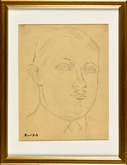 null RAOUL DUFY (1877-1953) Portrait d'homme Mine de plomb sur papier calque Signé...