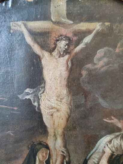 null Abraham van DIEPENBEECK (Bois-le-Duc 1596 - Anvers 1675) Crucifixion entre Marie-Madeleine,...