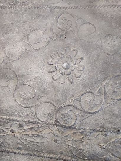 null A lead SARCOPHAGUS PANEL decorated with pampers and flowers, friezes of laurels....