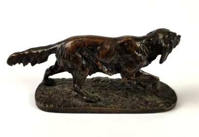 null Pierre-Jules MENE (1810-1879) Spaniel Antique bronze proof with brown patina....