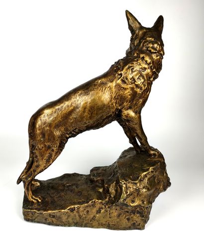 null Marius Joseph SAIN (1877-1961) Le Loup Bronze à patine mordorée Signé sur la...