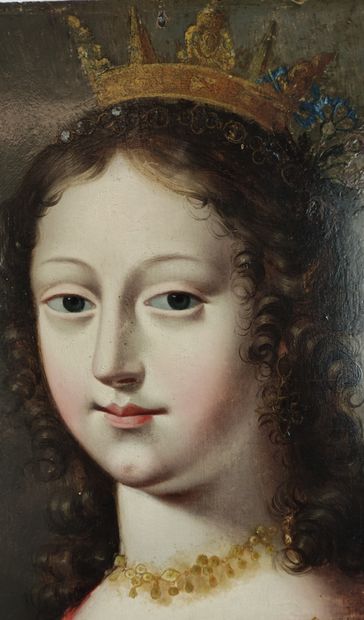  Jean DUCAYER (actif en France vers 1635) attribué à Portrait d'une jeune Reine Panneau,...