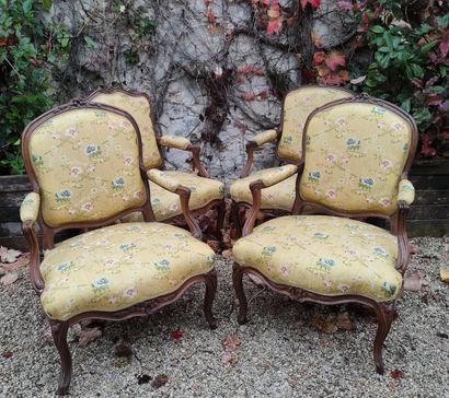 FOUR ARMCHAIRS, one pair of which are made...