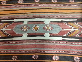 null KILIM with bands of predominantly orange, red and black colours. Turkey, first...
