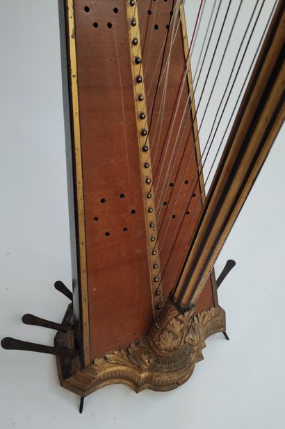 null Gilt and blackened wood HARP with seven pedals signed Pollet rue de Chartres...