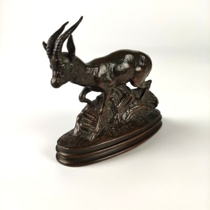 null Antoine-Louis BARYE (1795-1875) Gazelle d’Éthiopie. Bronze, épreuve ancienne,...