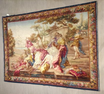 null AUBUSSON Workshop Rober DUFOUR " Scene of characters in an italian landscape"....