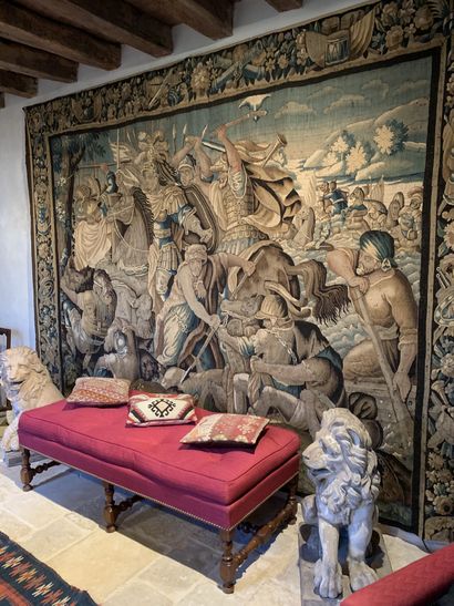  Wool and silk tapestry representing the Passage of the Granite from the History...