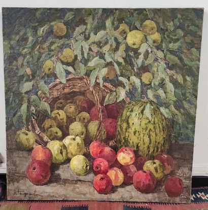 null Nikolai Alexandrovich GOROV (1919-1999) Still life with apples and watermelon...