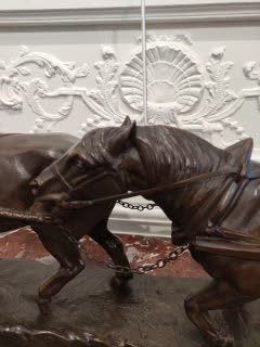 null Irénée ROCHARD (1906-1984) Driving horses Bronze with brown patina Marble base...