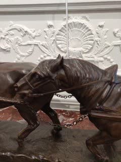 null Irénée ROCHARD (1906-1984) Chevaux d'attelage Bronze à patine brune Contre socle...