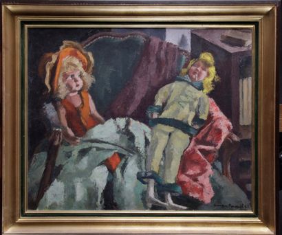 PACOUL Georges PACOUL, 1903-1996. "les Poupées" Huile sur toile signé en bas gauche....