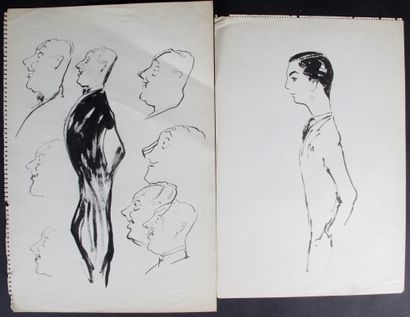 VIDAL-QUADRAS Alejo VIDAL-QUADRAS (1919-1994) Quatre dessins de caricatures à l’encre...