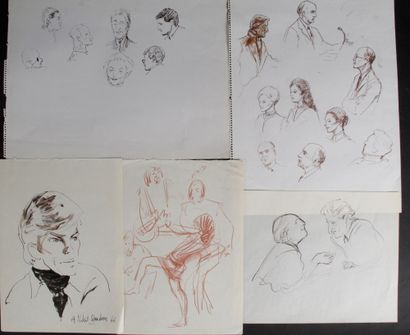 VIDAL-QUADRAS Alejo VIDAL-QUADRAS (1919-1994) Important lot de dessins de portraits...